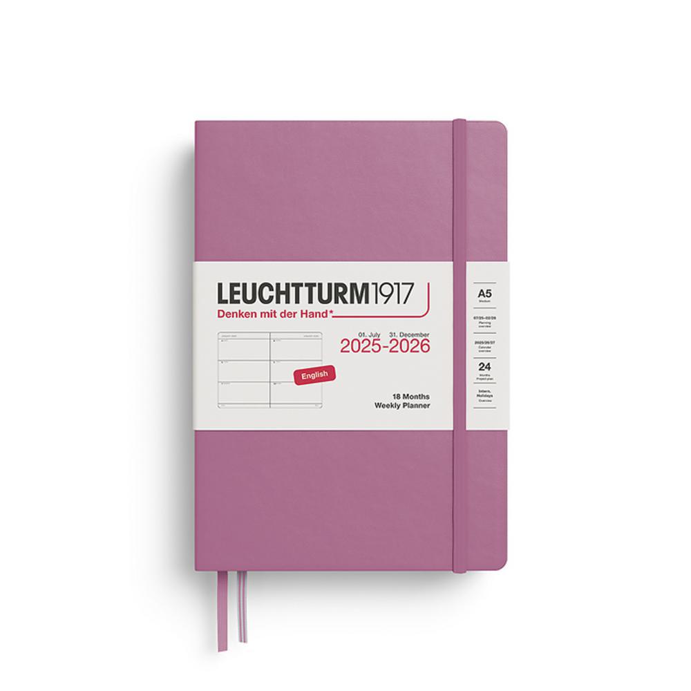 Leuchtturm, Red, Planners, Art & School, 2026, A5, Medium, 18 Month, Weekly, Dusty Rose, 948115